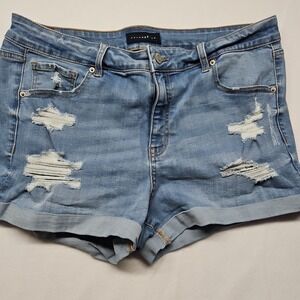 Aeropostale Low Rise Midi Women's Blue Jean Shorts Factory Distressed Size 16
